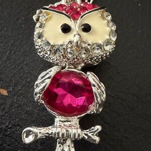 Justice silver and pink  Owl Pendant Necklace